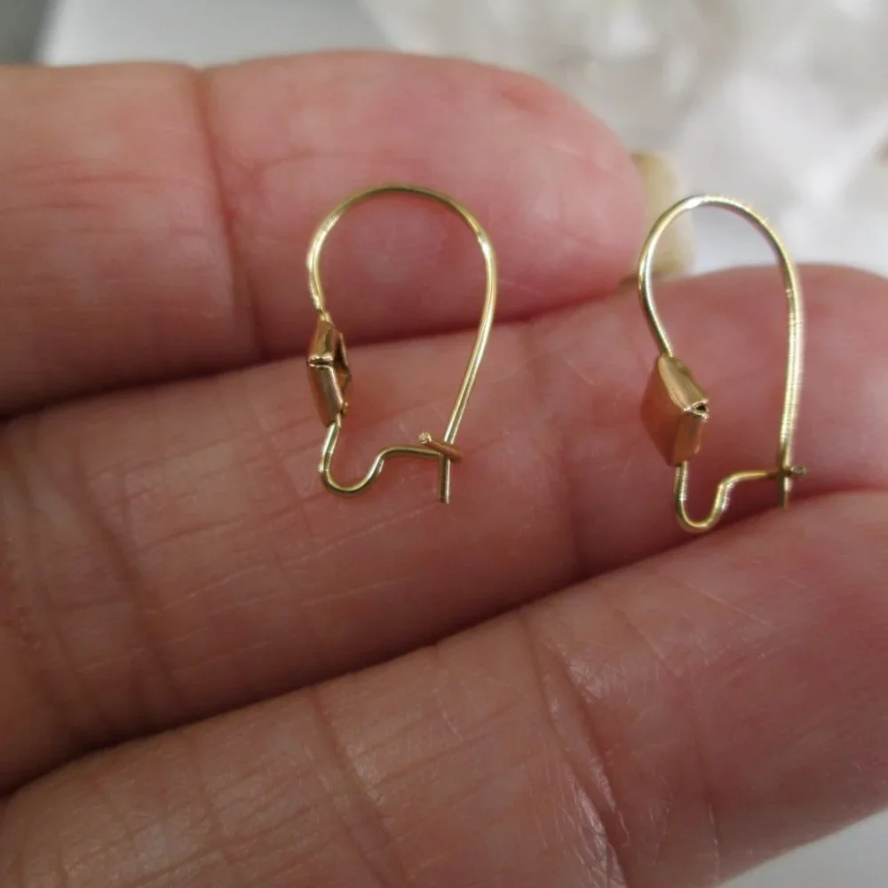 SOLID 14kt.Gold Ear Wires>14kt.Gold Kidney Shape Ear Wires,Decorative Ear wires - Picture 6 of 8